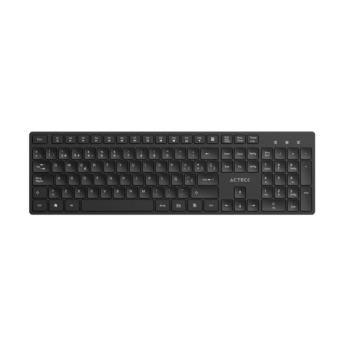 TECLADO INALAMBRICO ACTECK(AC-943468)VANTAGE AERO TI555,2.4 GHZ,100%,TECLAS ABS LOW PROFILE MEMBRANA,1*AA,NEGRO