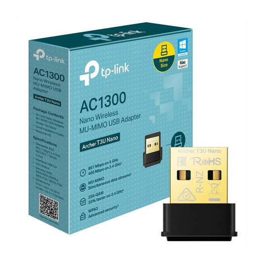 ADAPTADOR INALAMBRICO USB TP-LINK ARCHER T3U NANO AC1300 CON DOBLE BANDA - 