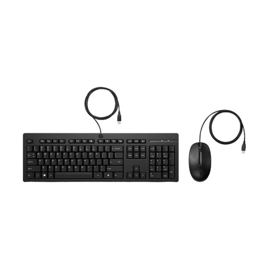 Kit de Teclado y Mouse HP 225 Alambrico (AX2Y7AA#ABM).  Conectividad Plug and Play - Tipo de conexion USB tipo A con cable, Color Negro
