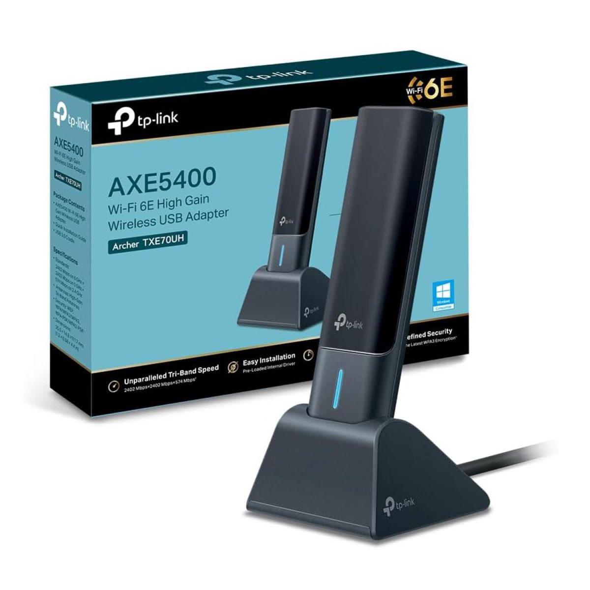 Adaptador USB inalambrico de alta ganancia AXE5400 Wi-Fi 6E - 