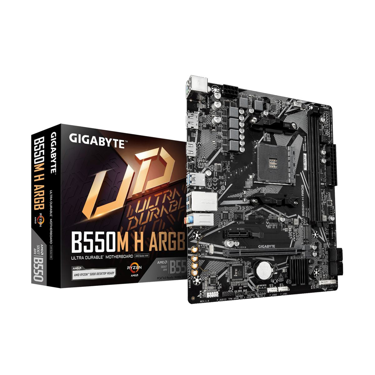 MOTHERBOARD GIGABYTE (B550M H ARGB REV1.0) SOCKET AM4,2 DDR4 3200MHZ,HDMI,DP,MICRO ATX,ARGB
