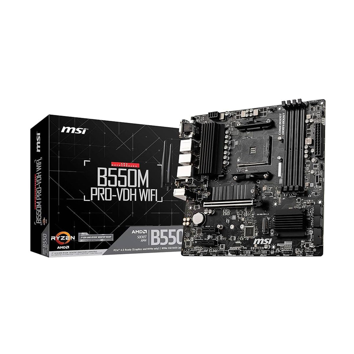 MOTHERBOARD MSI (B550M PRO-VDH WIFI) SOCKET AM4,4*DDR4 4400,HDMI,DP, VGA, PCI-E 4.0, MICRO ATX