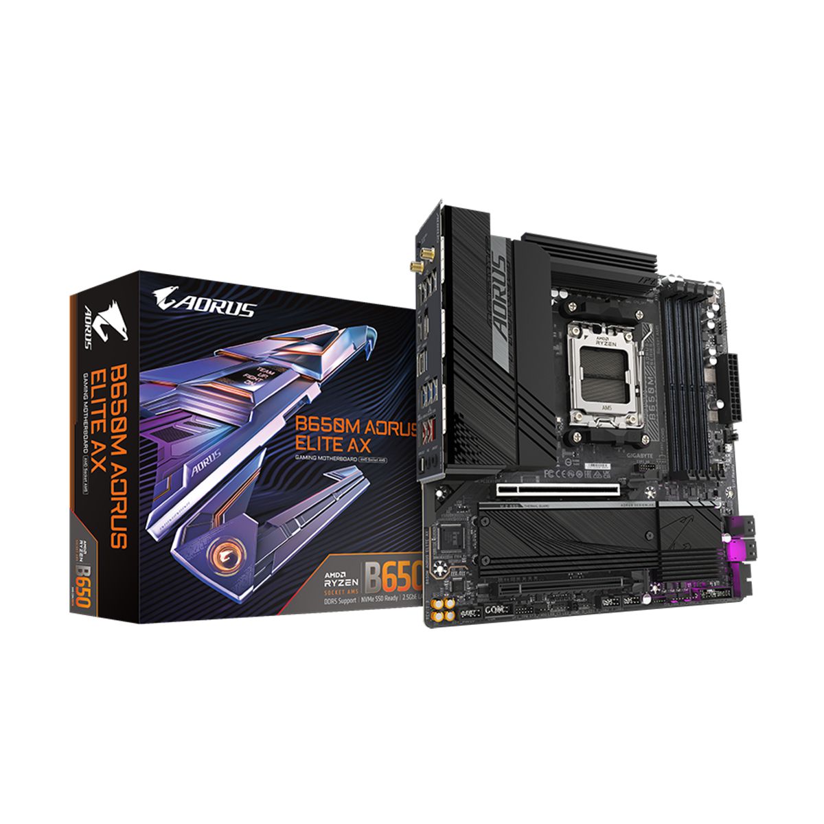 MOTHERBOARD GIGABYTE (B650M AORUS ELITE AX) SOCKETAM5, 4*DDR5,M.2, DP, HDMI, MICRO ATX WIFI6