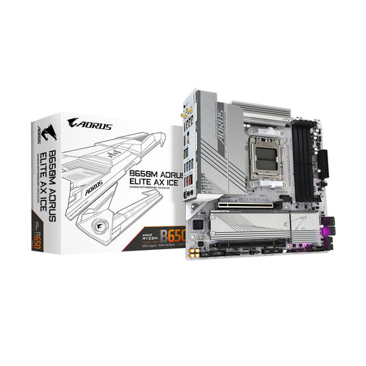 MOTHERBOARD GIGABYTE (B650M A ELITE AX ICE) SOCKET AM5, 4*DDR5 8000MHZ, HDMI, DP,MICRO ATX, WIFI6/BT