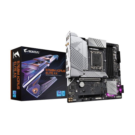 MOTHERBOARD GIGABYTE (B760M AORUS ELITE AX) SOCKET 1700, 4*DDR5 7600MHZ, HDMI, DP, MICRO ATX,WIFI 6E