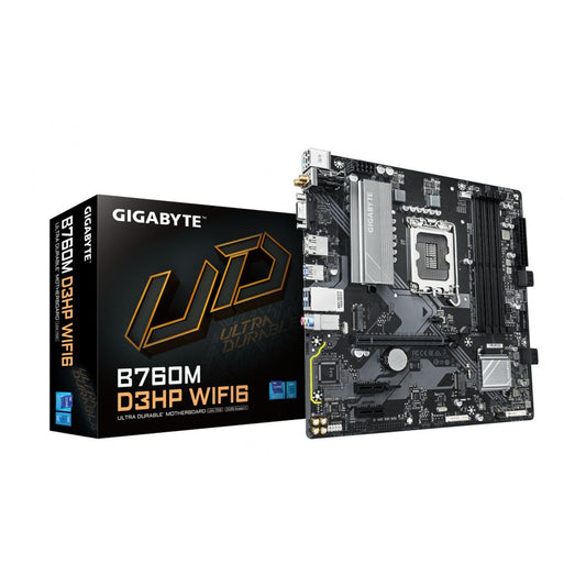 MOTHERBOARD GIGABYTE (B760M D3HP WIFI6) SOCKET 1700,4*DDR5 5600MHZ,HDMI,DP,VGA,WIFI,BT 5.3,MICRO ATX