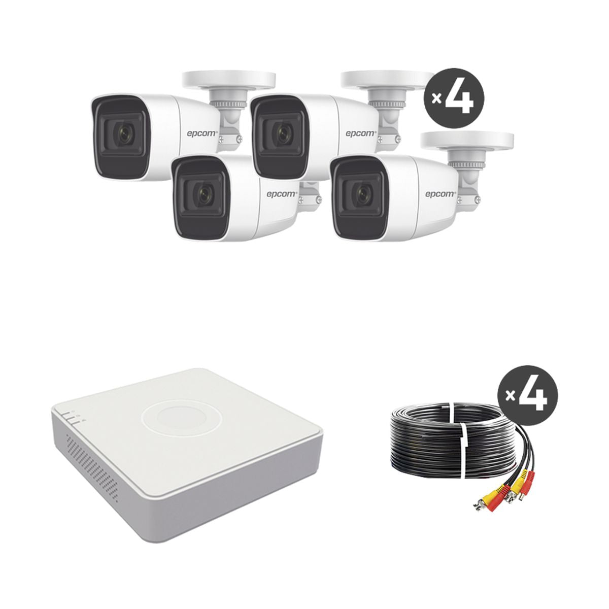 (MICROFONO Integrado) Kit TurboHD 1080p Lite / DVR 4 canales / Audio por Coaxitron / 4 Camaras Bala - 