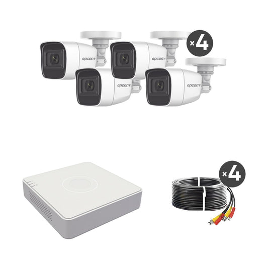 (MICROFONO Integrado) Kit TurboHD 1080p Lite / DVR 4 canales / Audio por Coaxitron / 4 Camaras Bala - 