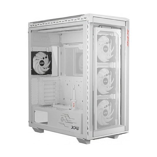 Gabinete GAMER XPG BATTLECRUISER II. Media torre. Vidrio templado de 4 mm. Cuatro ventiladores incluidos. Color BLANCO. BATTLECRUISERIIST-WHCWW - 