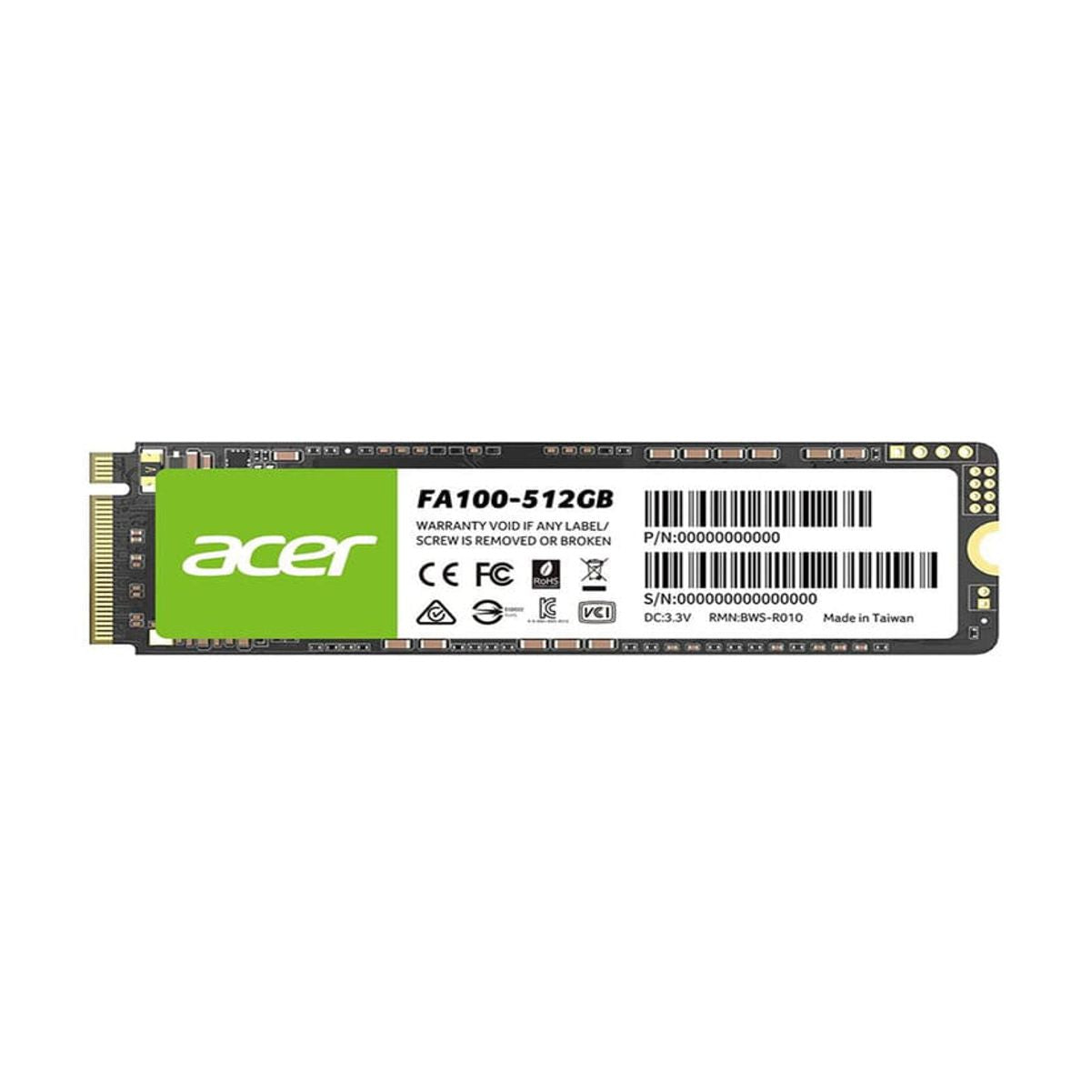 Unidad de Estado Solido ACER FA100 - 512 GB, 3300 MB/s, 2700 MB/s