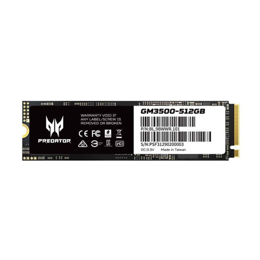 Unidad de Estado Solido NVMe Predator GM3500 - 512 GB, M.2 PCIe Gen3, 3400 MB/s, 3000 MB/s