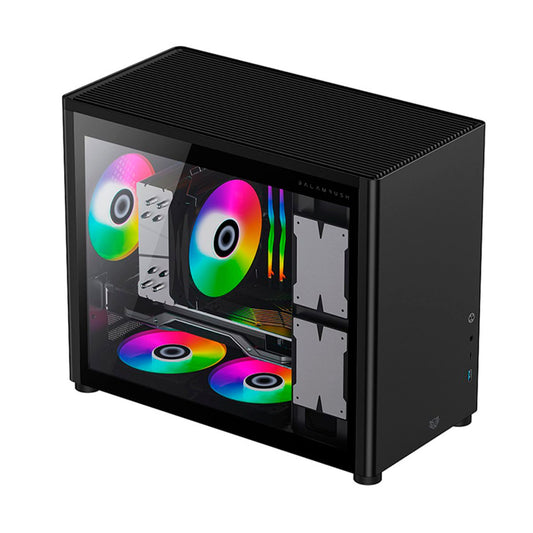 GABINETE BALAM RUSH (BR-934947) ERIS JET GI985,MICRO ATX,1*USB 3.0,1*USB C,CRISTAL TEMP,NEGRO