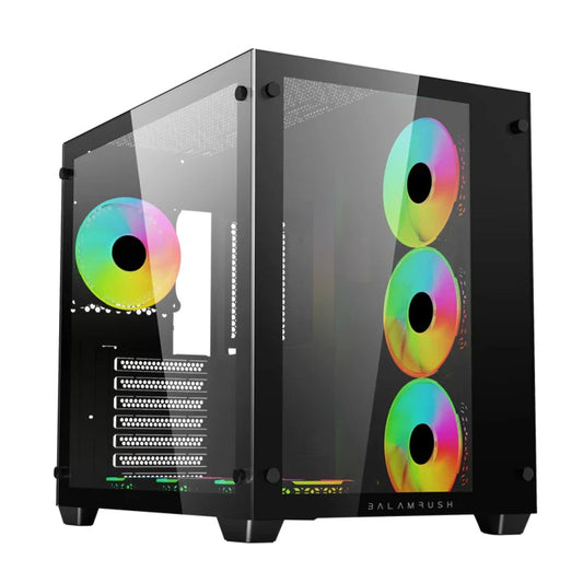 GABINETE BALAM RUSH (BR-935944) TANK PRO GM930,MICRO ATX,2*USB 3.0,CRISTAL TEMP,NEGRO