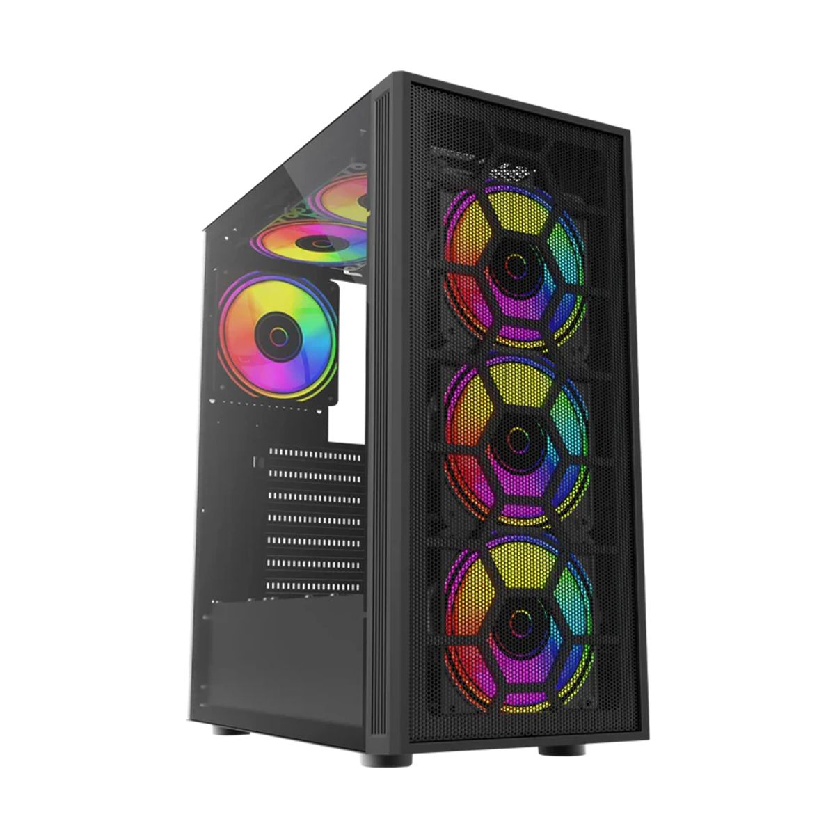 GABINETE BALAM RUSH(BR-935982)DRAGONFLY MESH CRYSTAL GM590CB,ATX,S/FUENTE,1 USB 3.0 A,2 FAN,NEGRO