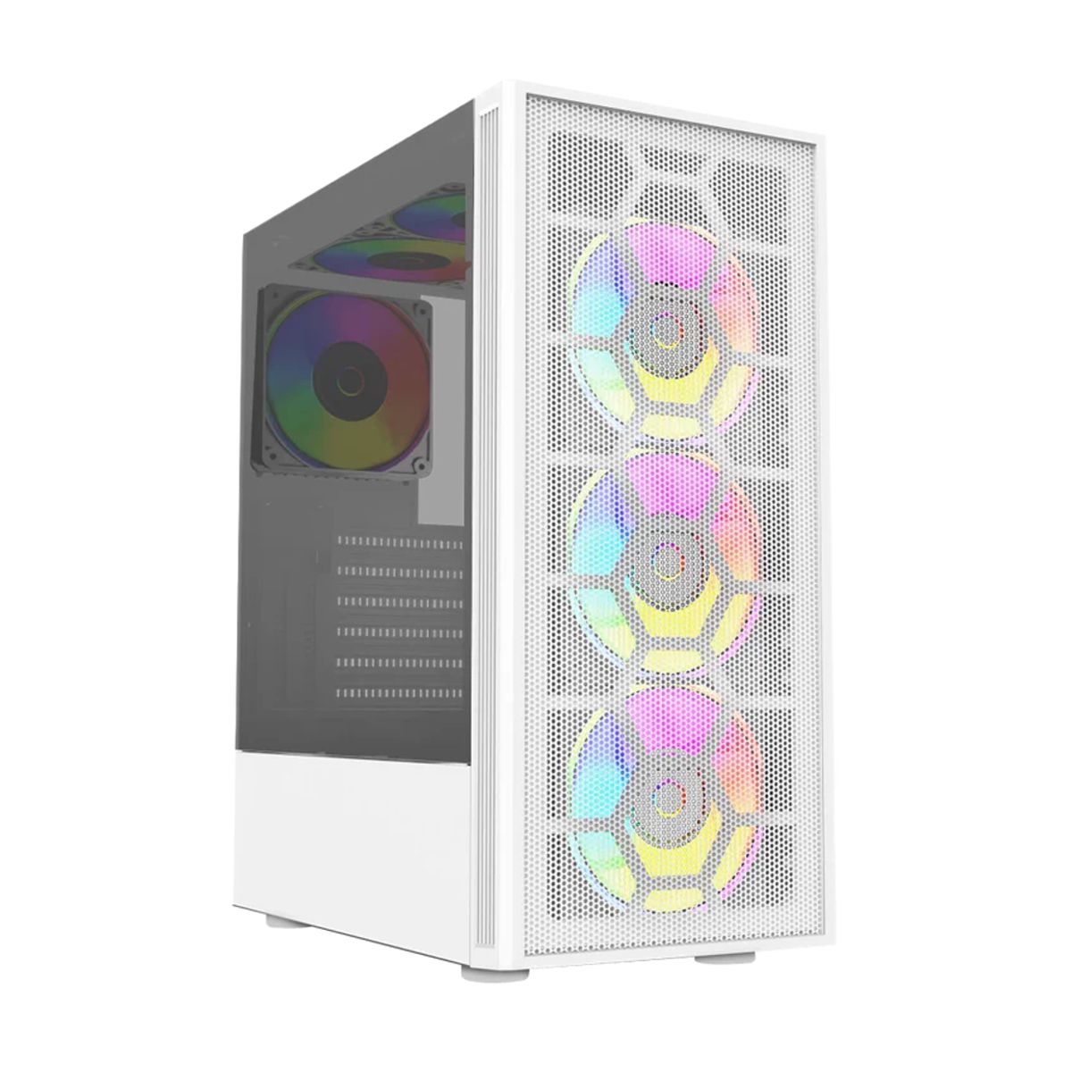 GABINETE BALAM RUSH(BR-935999)DRAGONFLY PERFORM AIRCOOL GM590AW,ATX,S/FUENTE,1 USB 3.0 A,3FAN,P/CRISTAL ,BLANCO