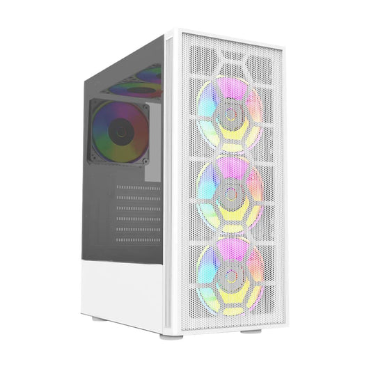 GABINETE BALAM RUSH(BR-935999)DRAGONFLY PERFORM AIRCOOL GM590AW,ATX,S/FUENTE,1 USB 3.0 A,3FAN,P/CRISTAL ,BLANCO