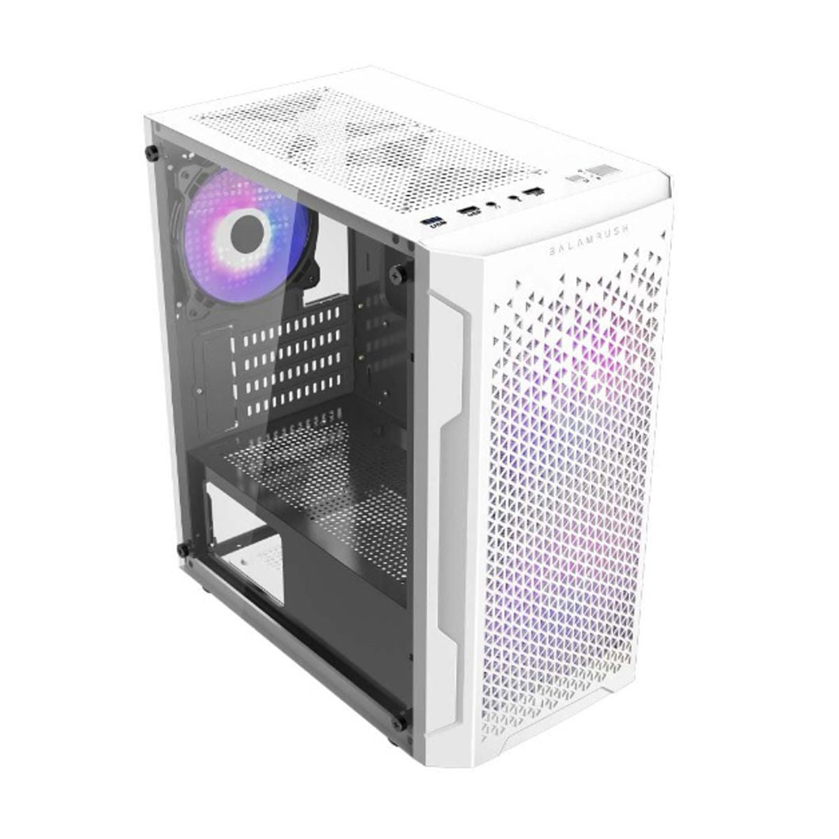 GABINETE BALAM RUSH (BR-936125) ARTIC GI725,MICROATX,1*USB 3.0,CRISTAL TEMP,BLANCO