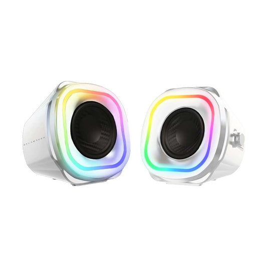 BOCINAS BALAM RUSH (BR-937023) GLIMER QUAD BG555,10W RMS,RGB 3 MODOS,AUX,BT,2.0 CANALES,BLANCO