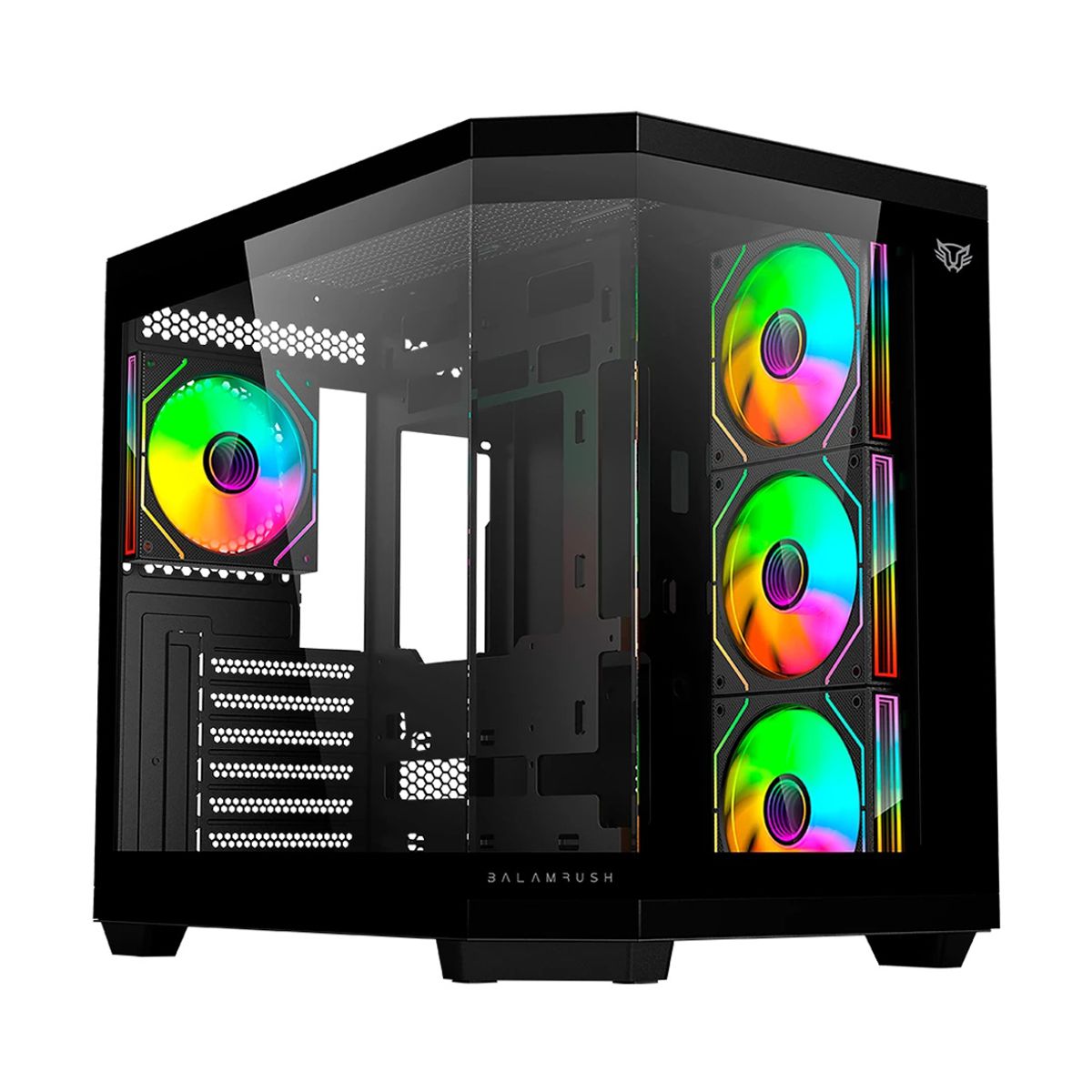 GABINETE BALAM RUSH (BR-938679) TANK MASTER 9600TB,ATX,1*USB 3.0,1*USB 2.0,CRISTAL TEMP,4 FAN,NEGRO