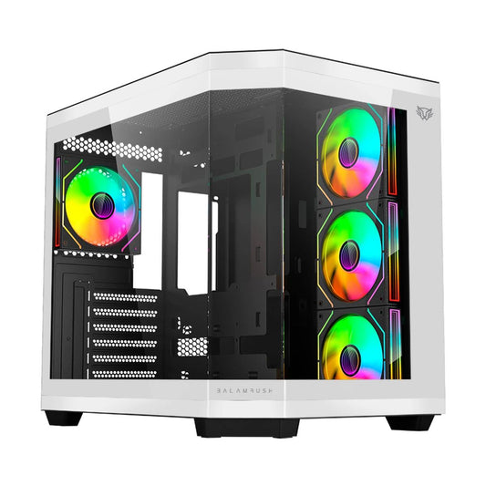 GABINETE BALAM RUSH (BR-938693) TANK MASTER 9600TB,ATX,1*USB 3.0,CRISTAL TEMP,4 FAN,BLANCO Y NEGRO
