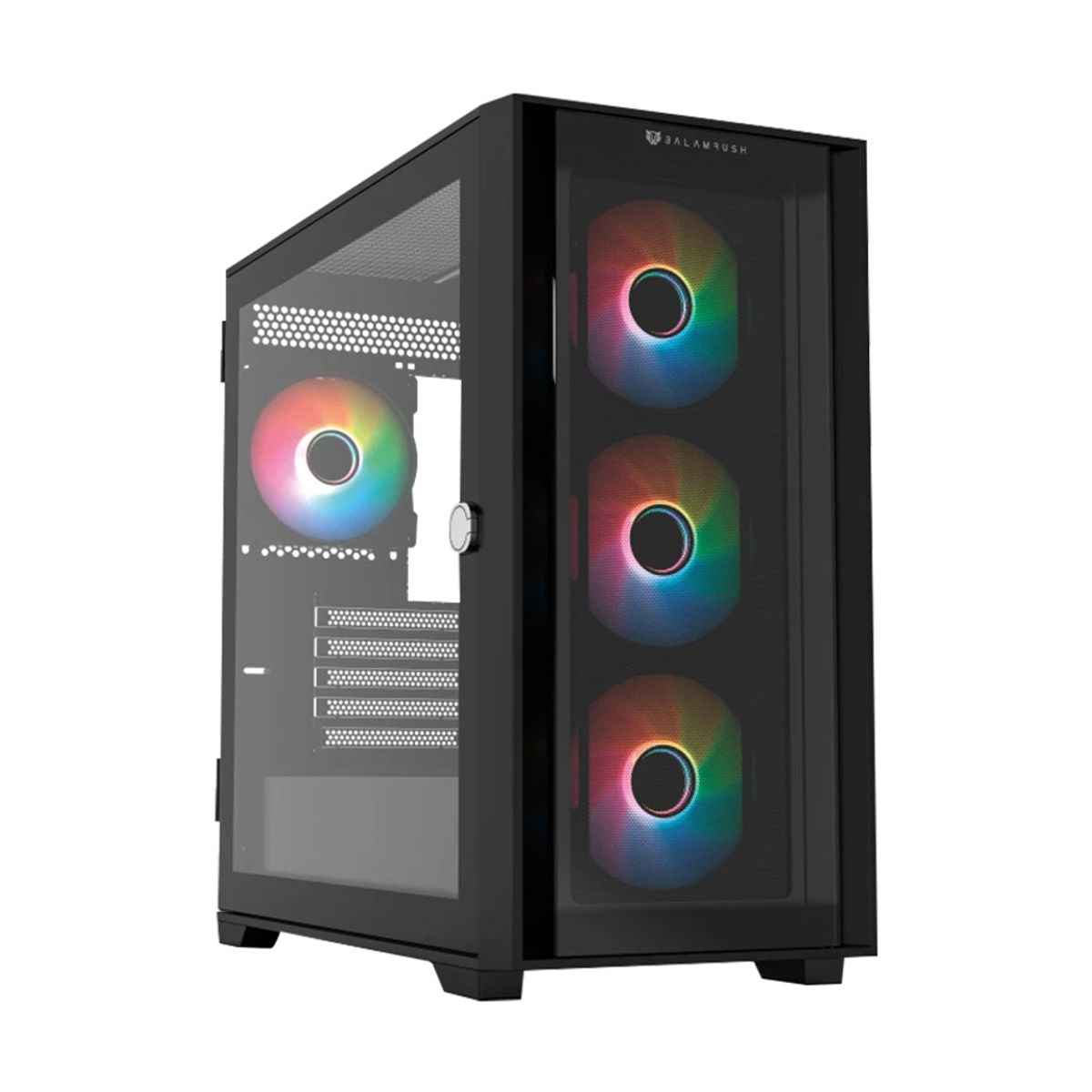 GABINETE BALAM RUSH (BR-938815) CARBONO TWIN MATE 6000,MICRO ATX,1*USB 3.0,DOBLE PANEL,4 FAN,NEGRO