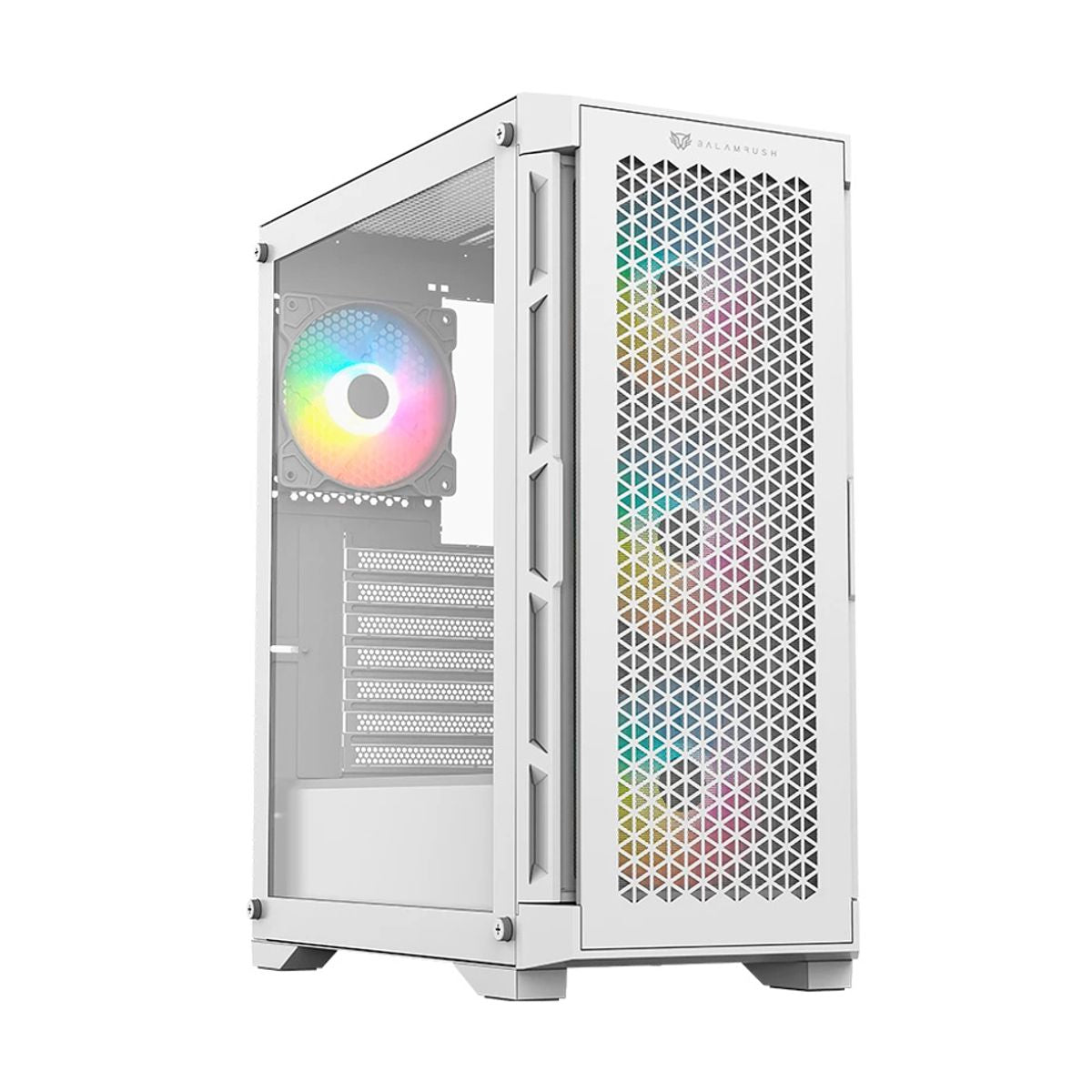 GABINETE BALAM RUSH (BR-938846) CARBONO TWIN MATE 5000,MICRO ATX,1*USB 3.0,DOBLE PANEL,4 FAN,BLANCO