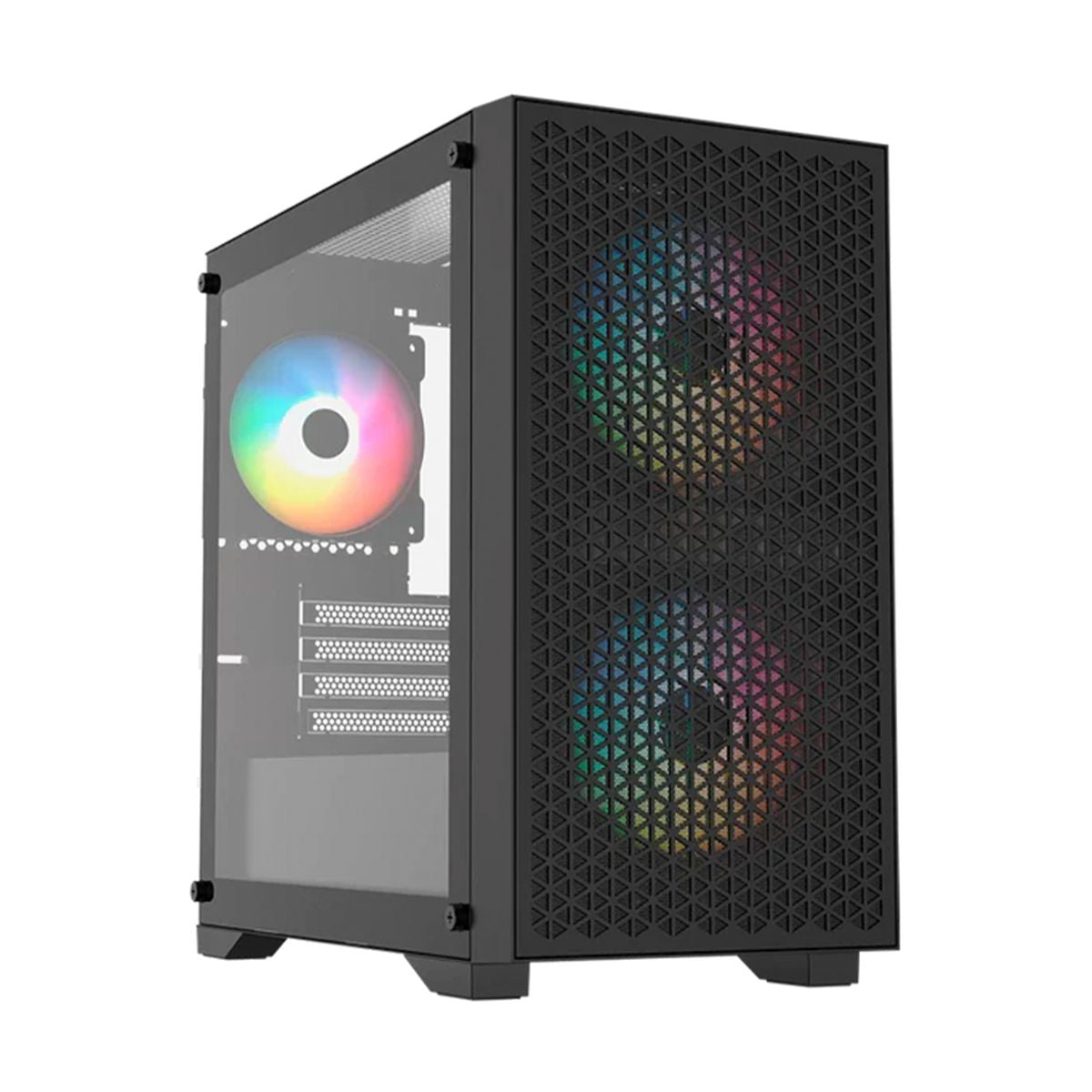 GABINETE BALAM RUSH (BR-938853) CARBONO AIRCOOL 4000A,MICRO ATX,1*USB 3.0,PANEL MESH,3 FAN,NEGRO