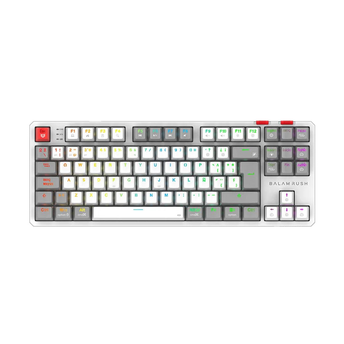 Teclado Gamer Inalambrico LEVEL PRO GK990 Balam Rush Legend Series - Color Blanco/Gris. BR-940375
