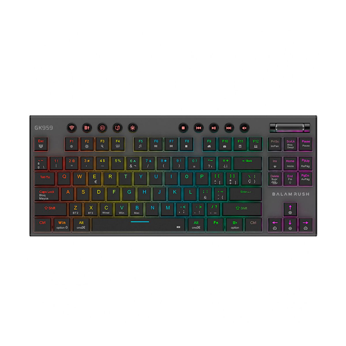 Teclado Gamer Inalambrico DOMINATE EXPERT GK959 Balam Rush Legend Series Conecta Multidispositivo - Color Negro, BR-940405