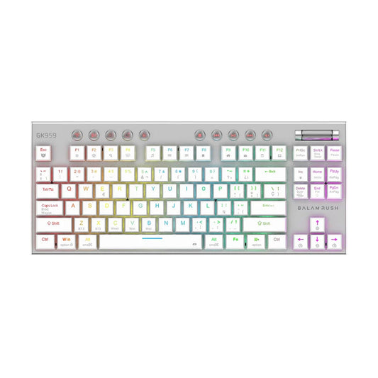 Teclado Gamer Inalambrico DOMINATE EXPERT GK959 Balam Rush Legend Series Conecta Multidispositivo - Color Blanco, BR-940412