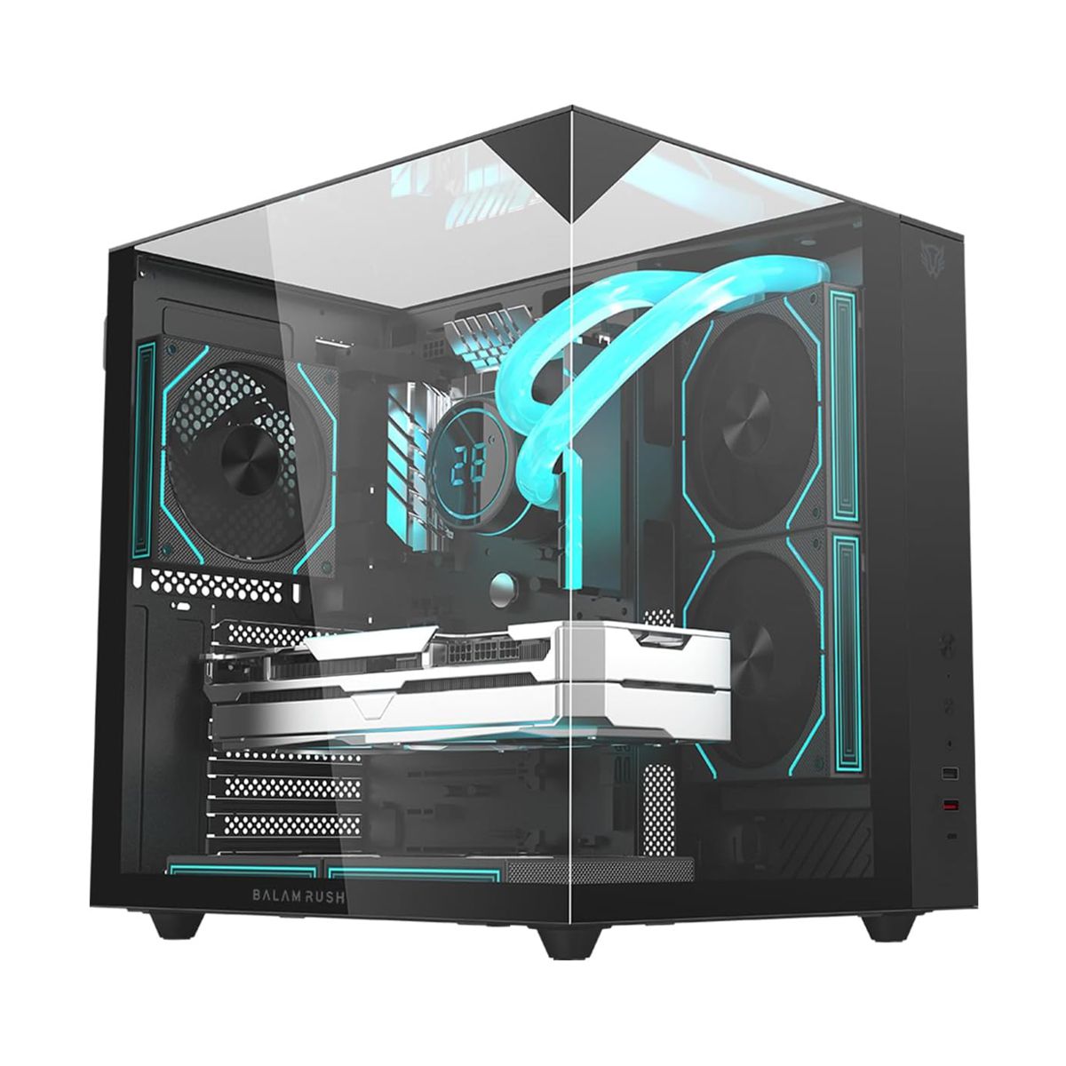 GABINETE BALAM RUSH (BR-941525) TANK MAJESTIC 6600,ATX, 1*USB 3.0,CRISTAL TEMP,FAN 3*120MM,ARGB,NEGRO