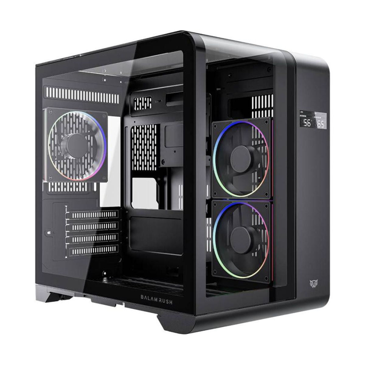 GABINETE BALAM RUSH (BR-941617) TANK EXPERT CURVE 6400,MICRO ATX,CRISTAL TEMP,1 FAN,DISPLAY,NEGRO