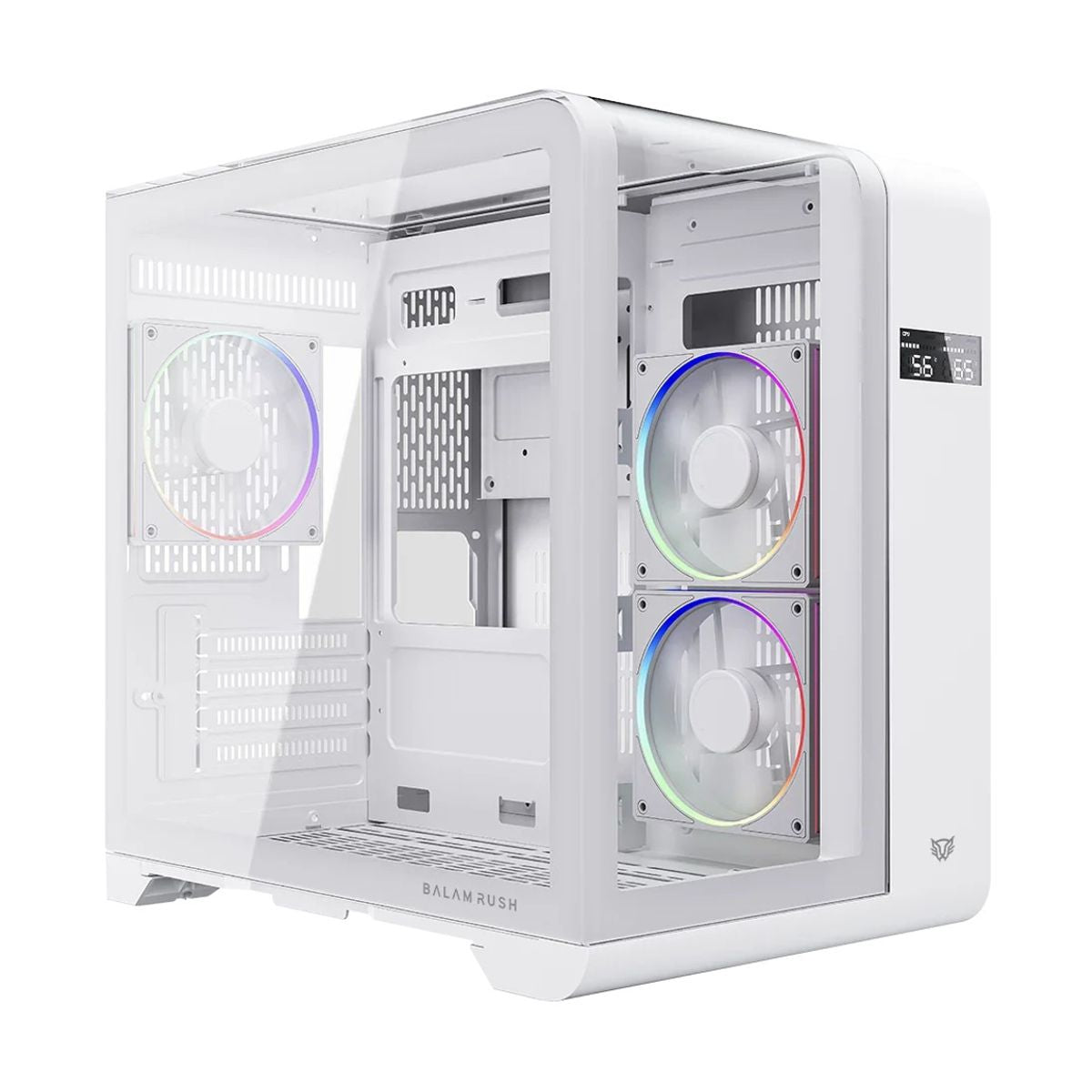 GABINETE BALAM RUSH (BR-941624) TANK EXPERT CURVE 6400,MICRO ATX,CRISTAL TEMP,1 FAN,DISPLAY,BLANCO