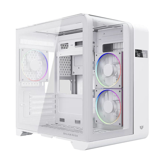 GABINETE BALAM RUSH (BR-941624) TANK EXPERT CURVE 6400,MICRO ATX,CRISTAL TEMP,1 FAN,DISPLAY,BLANCO