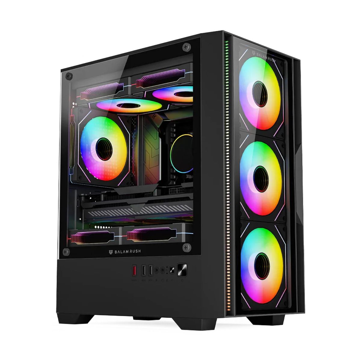 GABINETE BALAM RUSH(BR-943888)NITROX EDGE PRO CRYSTAL 4900C,MAX M-ATX,S/FUENTE,PANEL + FRENTE CRISTAL,NEGRO