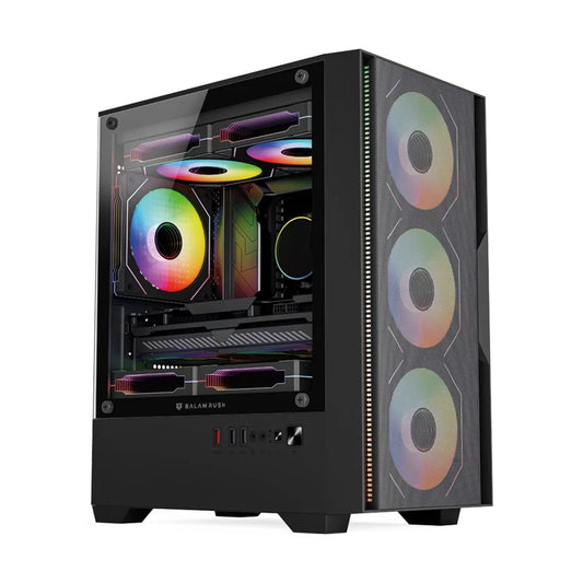 GABINETE BALAM RUSH(BR-943895)NITROX EDGE PRO AIRCOOL 4900C,MAX M-ATX,S/FUENTE,1*USB A 3.0,2*USB A 2.0,4FAN ARGB,PANEL CRISTAL/FRENTE MESH,NEGRO