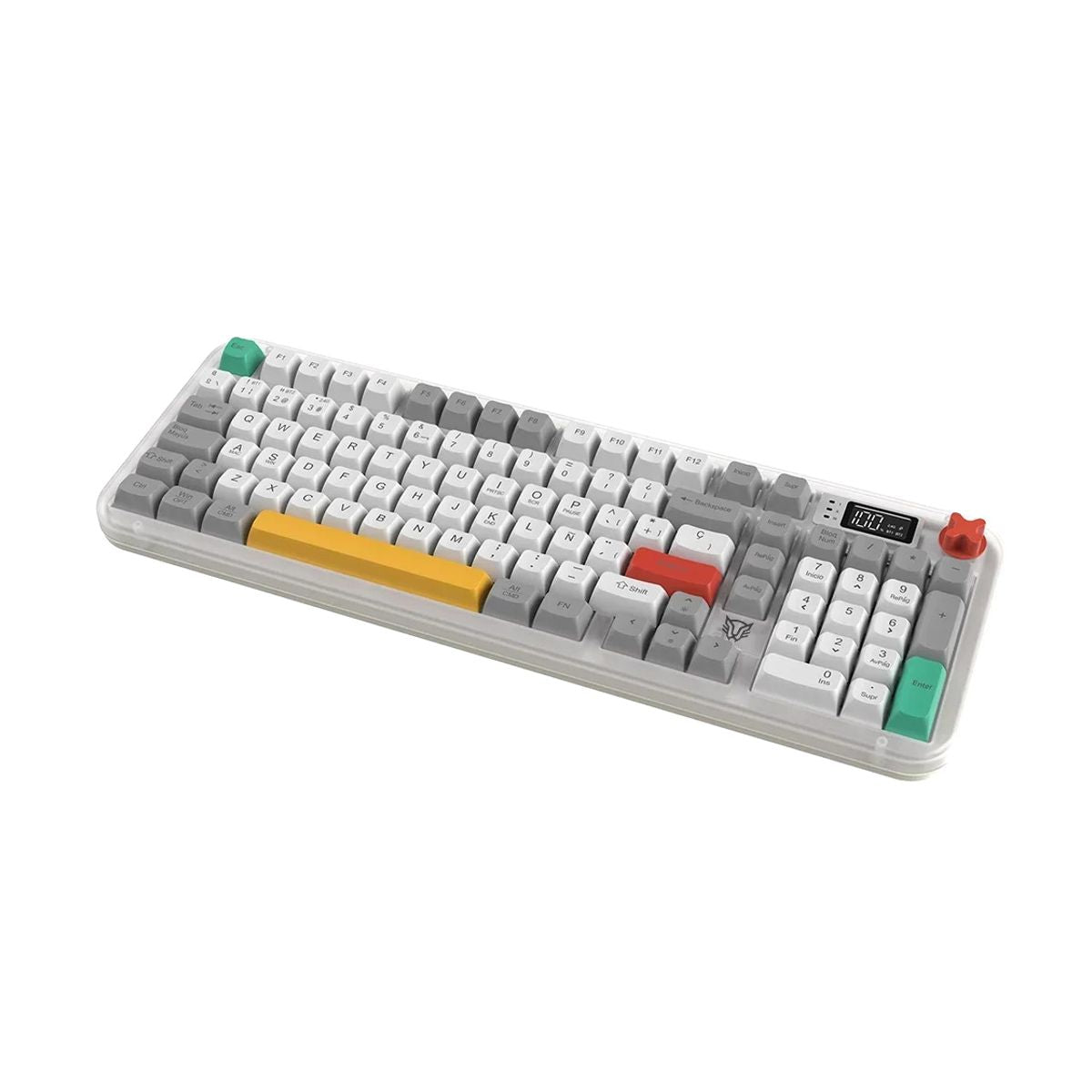 TECLADO INALAMBRICO BALAM RUSH(BR-945783)WARSTRIKE FROST KG500FI,98 TECLAS+PERILLA,2.4GHZ+2BT+USB C,RGB+PANT,FROST