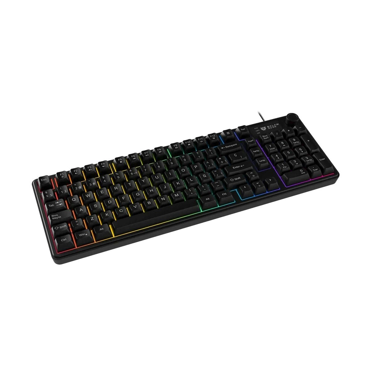 TECLADO ALAMBRICO BALAM RUSH(BR-945820)BALRAK PRO KG490,98 TECLAS+PERILLA,USB C,RETROILUMINACION,ANTIGHOSTING,NEGRO