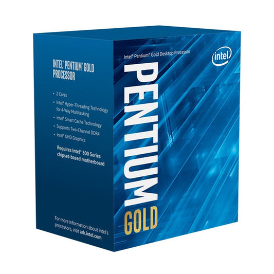 Procesador Intel Pentium Gold G6400 - 4.00GHz, 2 nucleos Socket 1200, 4 MB Cache, Comet Lake. (COMPATIBLE CON MB CHIPSET 400 Y 500)