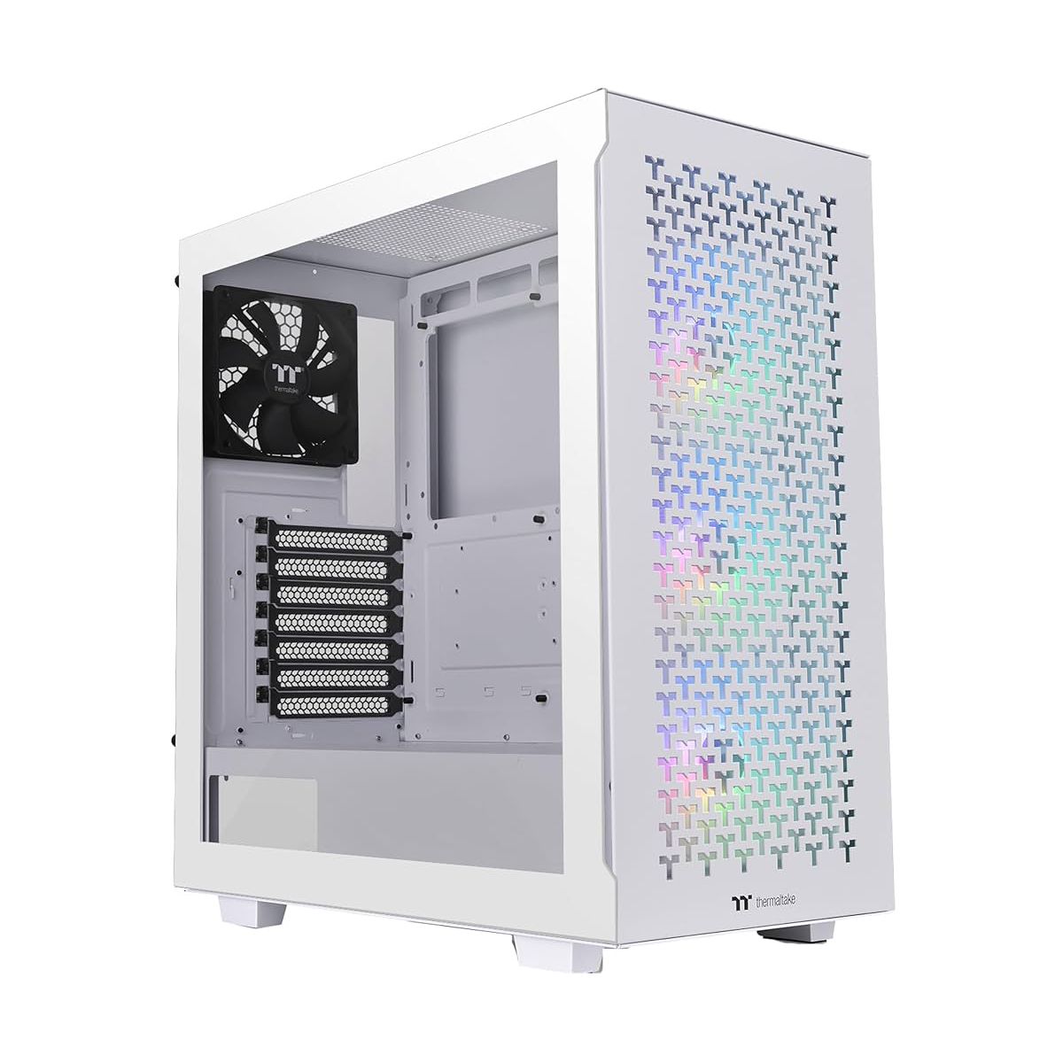 Gabinete Thermaltake V350 TG ARGB Air Snow semi torre - ATX/Mini-ITX/Micro-ATX, USB 3.0, sin Fuente, 4 Ventiladores Instalados