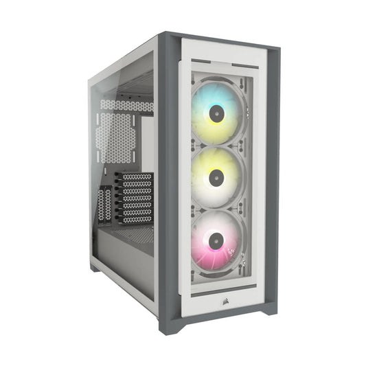 GABINETE CORSAIR (CC-9011213-WW) ICUE 5000X RGB BLANCO CRISTAL TEMPLADO MED-TORRE SIN FUENTE
