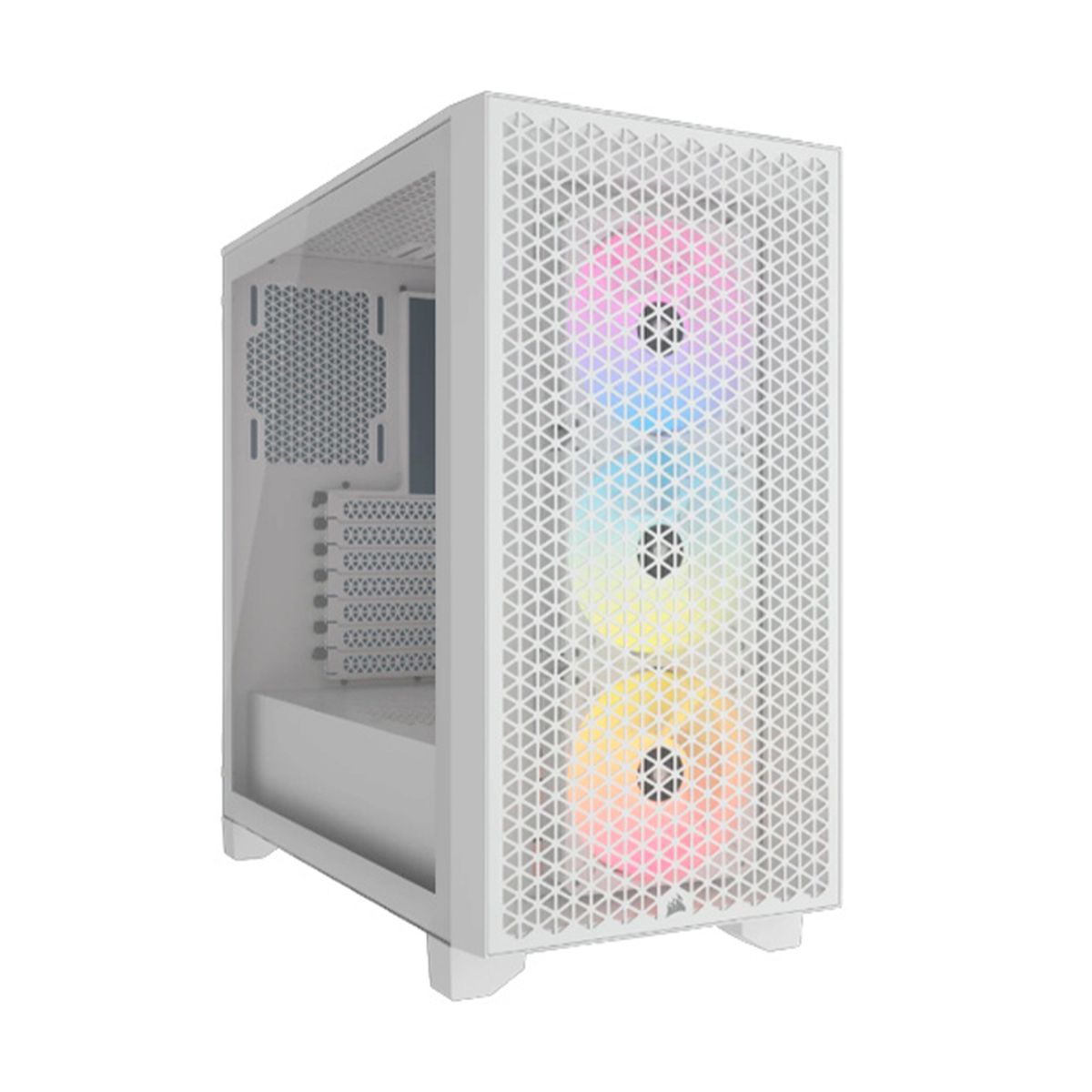 GABINETE CORSAIR (CC-9011256-WW) 3000D RGB AIRFLOW,BLANCO,CRISTAL TEMPLADO,MID TORRE,SIN FUENTE