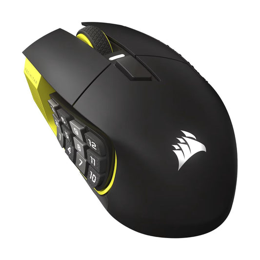 MOUSE OPTICO CORSAIR (CH-9314415-WW) SCIMITAR ELITE WIRELESS NEGRO/AMARILLO