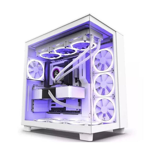 GAB NZXT H9 FLOW WHITE ATX CRISTAL TEMPLADO 2 USB TIPO A, 1 TIPO C 3.2