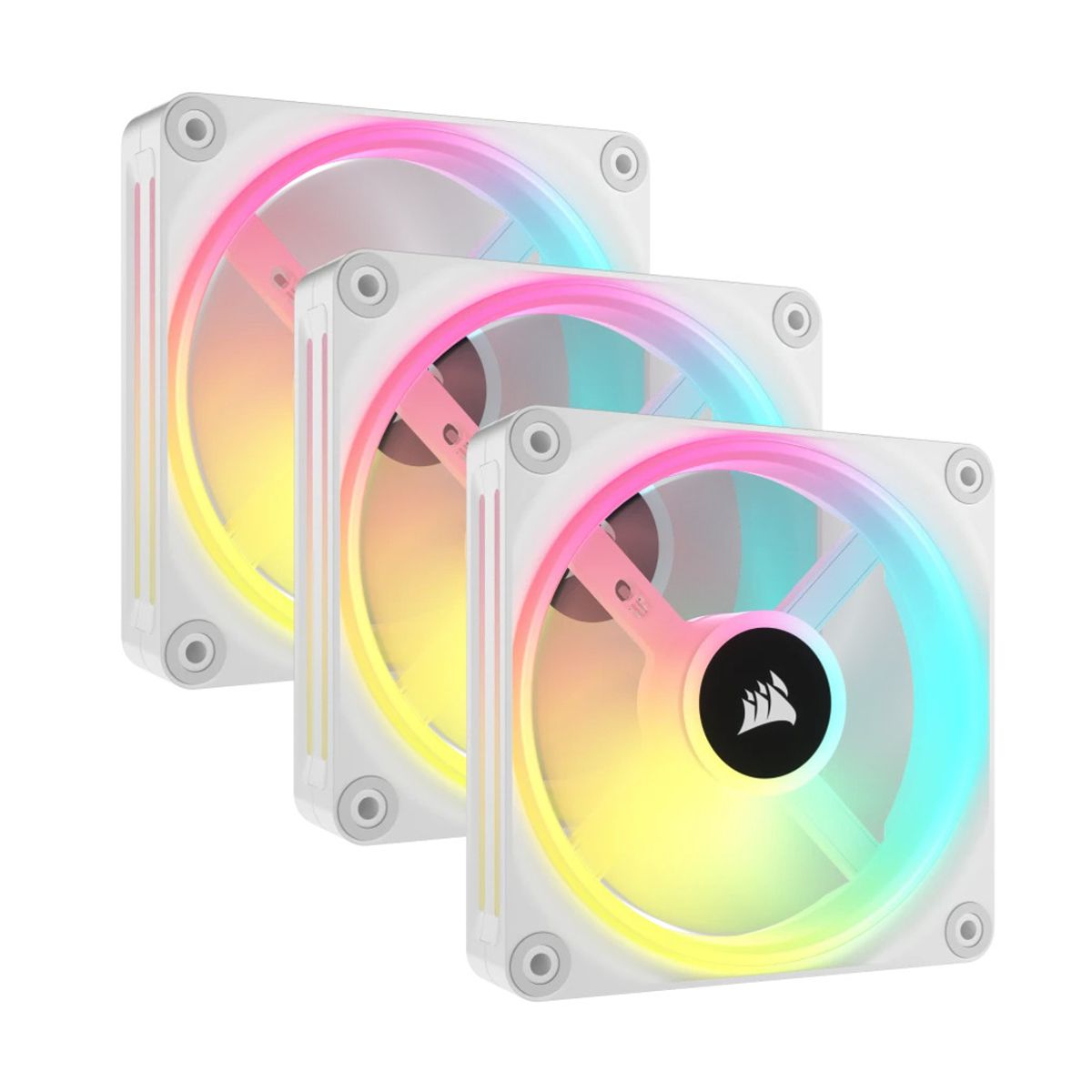 VENTILADOR GABINETE CORSAIR (CO-9051006-WW) ICUE LINK QX120 RGB,3 FAN,120MM,DOMO MAGNETICO,BLANCO
