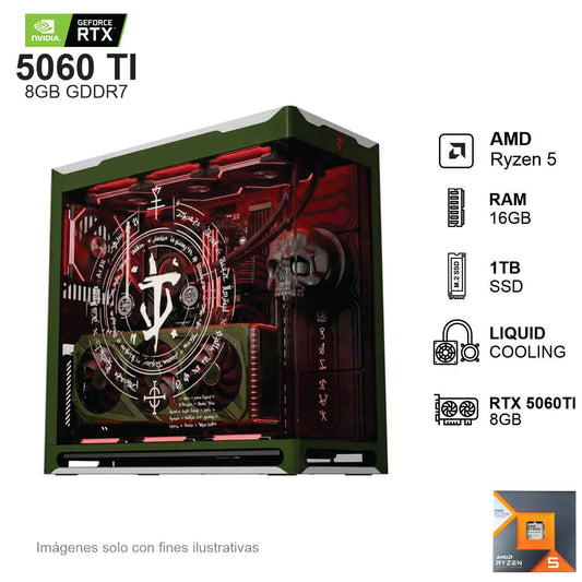 PC Gamer RTX 5060TI AMD Ryzen 5 7600X3D 16GB de RAM 1TB SSD NVME 850W WIFI