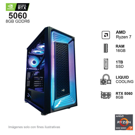 PC Gamer RTX 5060 AMD Ryzen 7 5700 16GB de RAM 1TB SSD NVME 650W WIFI