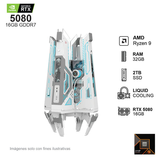 PC Gamer RTX 5080 AMD Ryzen 9 9900X 32GB de RAM 2TB SSD NVME 850W WIFI
