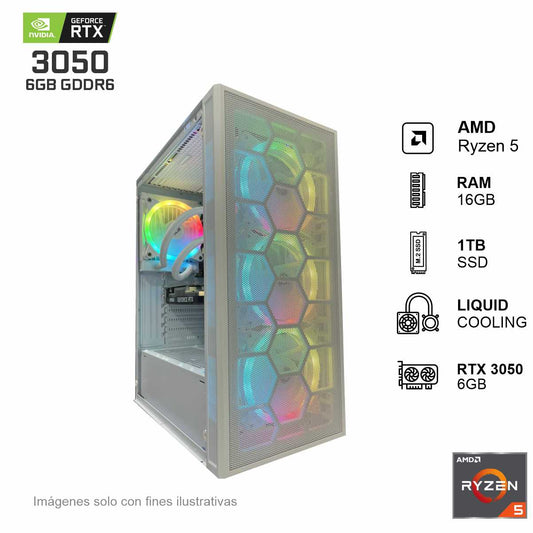 PC Gamer RTX 3050 AMD Ryzen 5 5500 16GB de RAM 1TB SSD NVME 500W WIFI