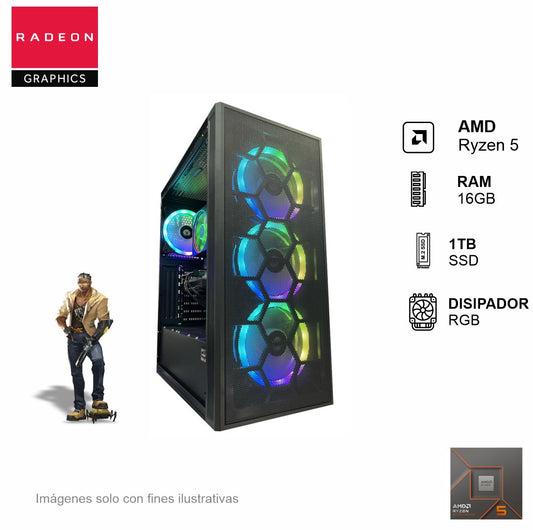 PC Gamer AMD Ryzen 5 8500G Memoria RAM de 16GB 1TB SSD 500W WIFI